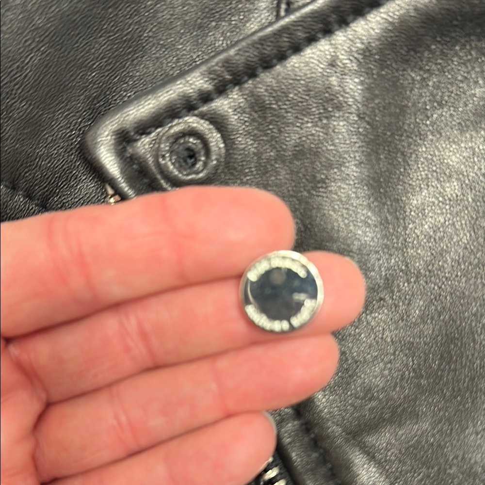Michael Kors Black Leather Jacket Asymmetrical Design - Picture 6 of 12